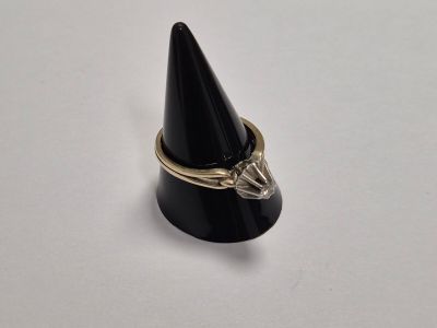 Bague à monture en or gris 750ème (18K) centrée d'un petit d… - Photo 1