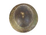 a metal plate with a brown patt on it