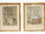 deux tableaux représentant un couple assis dans un salon