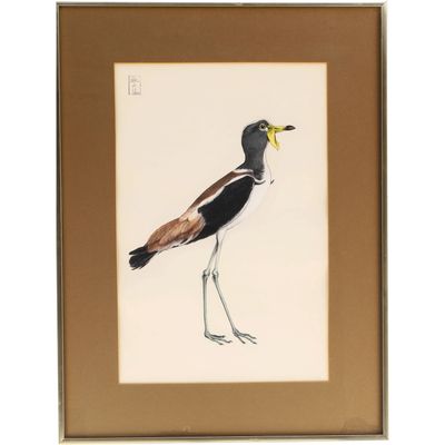 une image représentant un tableau d'un oiseau au bec jaune