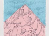 an image of a drawing of a cat and a mouse on a table