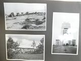 plusieurs photos en noir et blanc d'un train, d'un train et d'autres véhicules