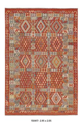 Kilim Afghan en laine Couleur rouge ,beige 295 x 205