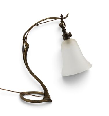 an image of a table lamp with a white glass shade on it