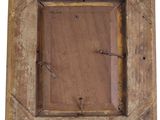 a close up of a wooden picture frame on a white background