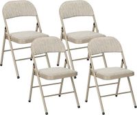 HOMCOM - Lot de 4 chaises pliantes avec coussin beige, 835-0…