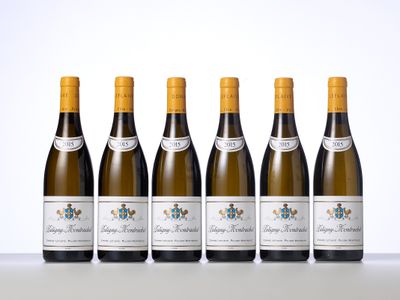 six bouteilles de vin blanc alignées