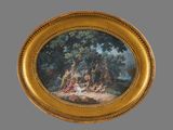 an image of a painting of a group of people in a wooded setting