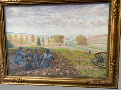 un tableau représentant un groupe de soldats dans un champ