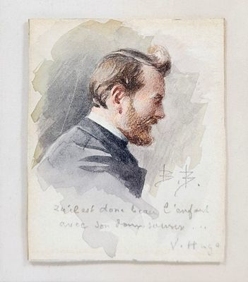portrait of a man in a suit and tie with a handwritten note