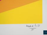 an image of a painting of a rainbow of colors with a handwritten name