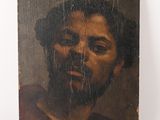 an old painting of a man with a beard on a white background