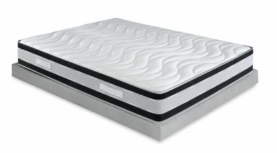 a close up of a mattress on a stand on a white background