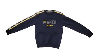 sweatshirt feno navy with yellow and white stripes
