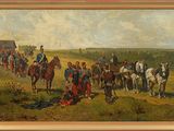 une image représentant un tableau où l'on voit un groupe de personnes à cheval