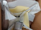 a cardboard box with a bunch of items inside of it