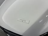 a close up of the hood of a white car