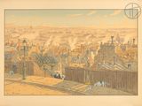painting of a view of a city with a lot of buildings in the background
