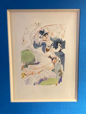 CURIOSA - Aquarelle originale sur papier, très libre: scène …