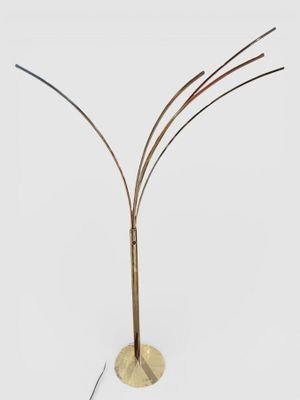 LAMPADAIRE moderne à 5 tiges lumineuses sur piètement en métal chromé 