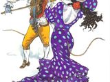 illustration of a mouse and a woman dancing in a dress