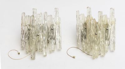 paire d'appliques vintage en verre de Murano, dans le style Venini, Italie, années 1960