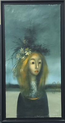Albert DEMAN (1929-1996) "La petite fille au bouquet de fleu…