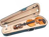a violin in a case with a bow in it