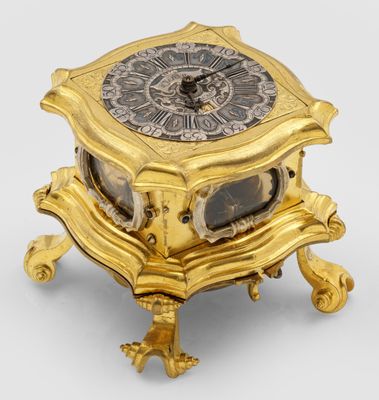 Seltene Barock-Horizontal-Tischuhr des Krakauer Uhrmachermei…