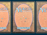 three decks of magic the gathering deck are shown in three different positions