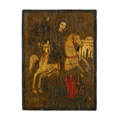 une image d'un tableau représentant un homme à cheval
