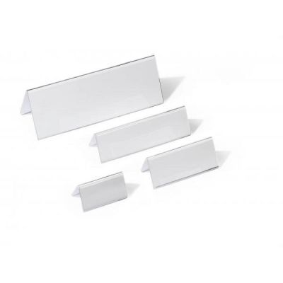 three pieces of clear acrylic display stands on a white surface