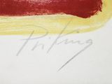 an image of a painting of a red and black cow