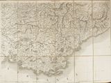 an old map of the state of virginia with a line of roads and roads