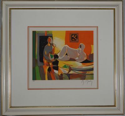 MARCEL MOULY (1918-2008) Peintre et son modèle, lithographie…
