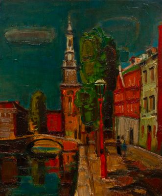 GEORGES SIMONKA (1916-2001), « Westerkerk – Amsterdam », Huile sur toi