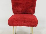 an image of a red chair with gold legs on a white background