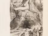 illustration of a woman sitting on a rock with a sword in her hand