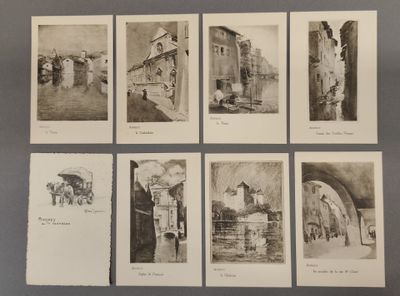 André JACQUES (1880-1960), d'après. Suite de 8 cartes postal…