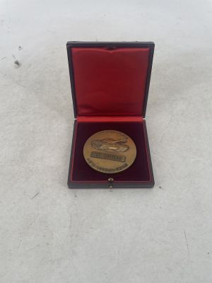 gold plated coin in a red box on a white surface