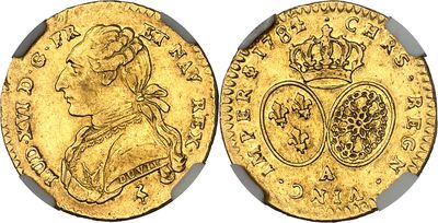 une pièce d'or sur laquelle figurent l'effigie d'une femme et une couronne