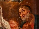 an image of a painting of the virgin and child surrounded by angels