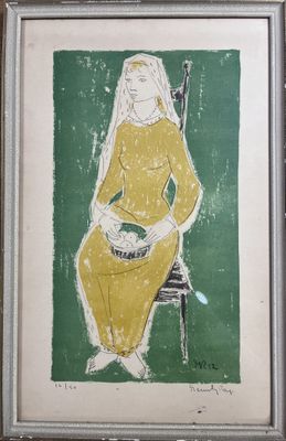 Lithographie "Femme à la robe jaune" signée N°16/50 encadrée…