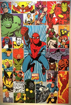 collage de personnages de BD mettant en scène Spider-Man