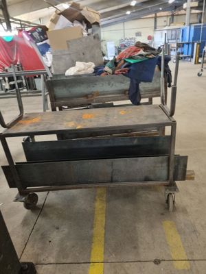 an image of a metal cart in a warehouse