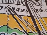 a drawing of a large ship on the water