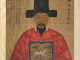 an image of a painting of a man in a red robe and a black hat