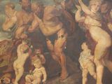 a painting of a group of men and women in a painting