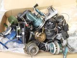 a cardboard box filled with assorted items and tools