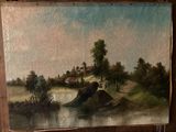 une photo d'un tableau accroché au mur au bord de l'eau